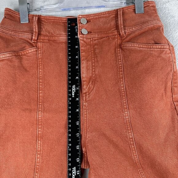 Ann Taylor Straight Leg Jeans High Rise Womens Size 8 Pintuck High Waist Orange - Picture 8 of 12